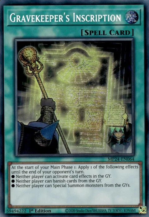 Gravekeeper's Inscription MP24-EN064 Yu-Gi-Oh card from 25th Anniversary Tin: Dueling Mirrors