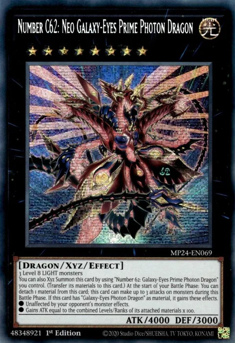 Number C62: Neo Galaxy-Eyes Prime Photon Dragon MP24-EN069 Yu-Gi-Oh card from 25th Anniversary Tin: Dueling Mirrors