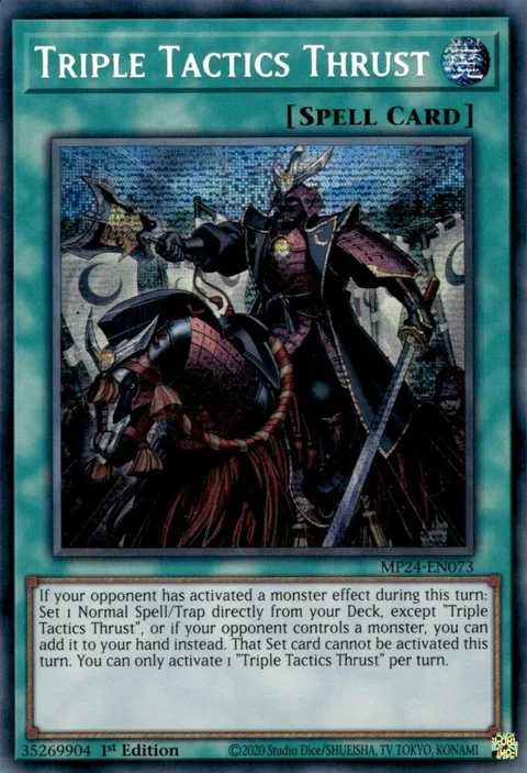 Triple Tactics Thrust MP24-EN073 Yu-Gi-Oh card from 25th Anniversary Tin: Dueling Mirrors