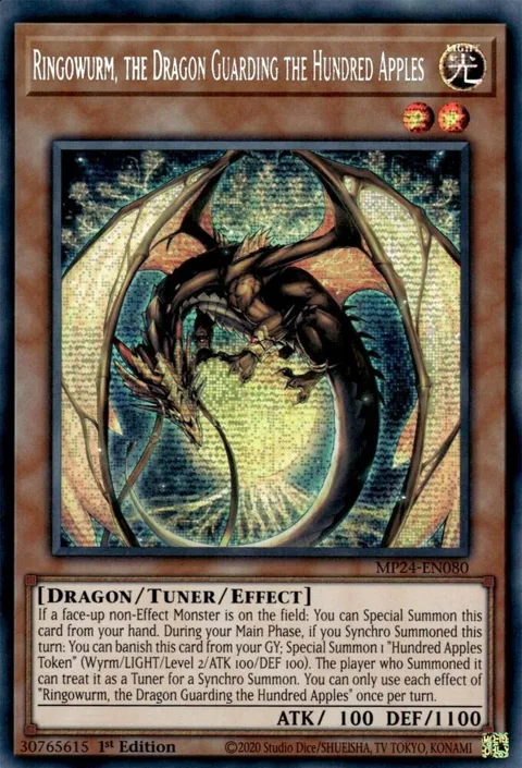 Ringowurm, the Dragon Guarding the Hundred Apples MP24-EN080 Yu-Gi-Oh card from 25th Anniversary Tin: Dueling Mirrors