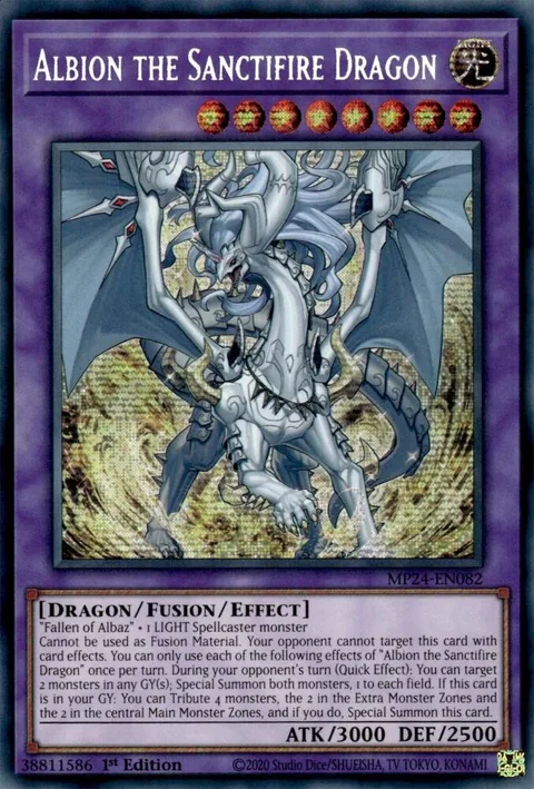 Albion the Sanctifire Dragon MP24-EN082 Yu-Gi-Oh card from 25th Anniversary Tin: Dueling Mirrors