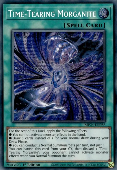 Time-Tearing Morganite MP24-EN088 Yu-Gi-Oh card from 25th Anniversary Tin: Dueling Mirrors