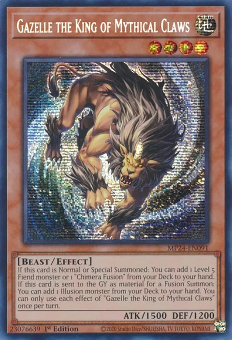 Gazelle the King of Mythical Claws MP24-EN091 Yu-Gi-Oh card from 25th Anniversary Tin: Dueling Mirrors