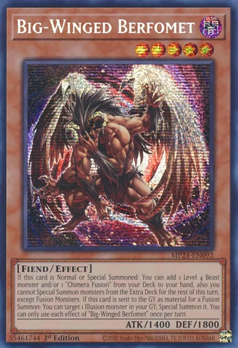 Big-Winged Berfomet MP24-EN092 Yu-Gi-Oh card from 25th Anniversary Tin: Dueling Mirrors