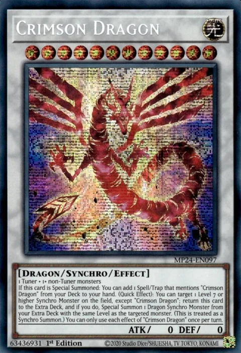 Crimson Dragon MP24-EN097 Yu-Gi-Oh card from 25th Anniversary Tin: Dueling Mirrors