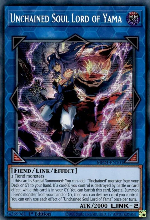 Unchained Soul Lord of Yama MP24-EN101 Yu-Gi-Oh card from 25th Anniversary Tin: Dueling Mirrors