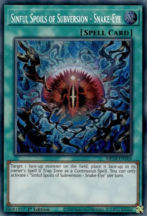 Sinful Spoils of Subversion - Snake-Eye MP24-EN104 Yu-Gi-Oh card from 25th Anniversary Tin: Dueling Mirrors