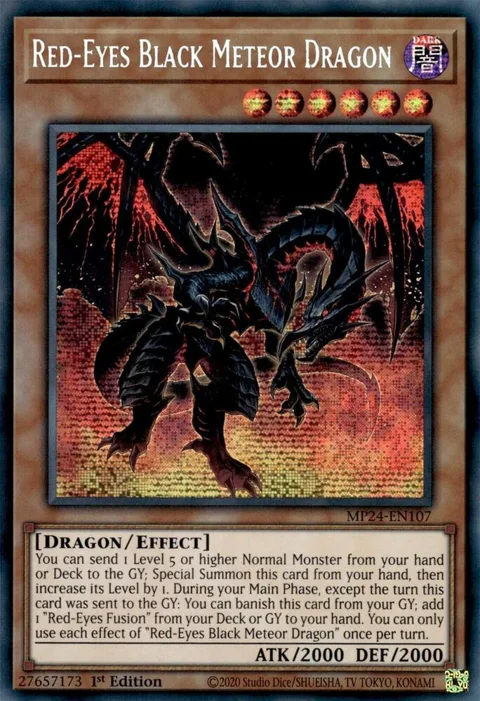 Red-Eyes Black Meteor Dragon MP24-EN107 Yu-Gi-Oh card from 25th Anniversary Tin: Dueling Mirrors