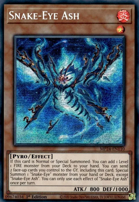 Snake-Eye Ash MP24-EN110 Yu-Gi-Oh card from 25th Anniversary Tin: Dueling Mirrors