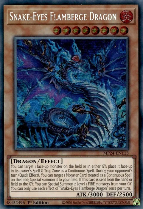 Snake-Eyes Flamberge Dragon MP24-EN113 Yu-Gi-Oh card from 25th Anniversary Tin: Dueling Mirrors