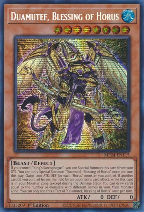 Duamutef, Blessing of Horus MP24-EN115 Yu-Gi-Oh card from 25th Anniversary Tin: Dueling Mirrors