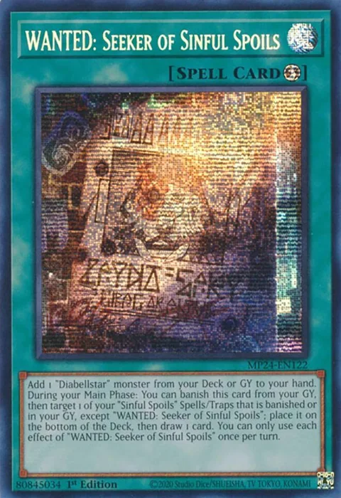 WANTED: Seeker of Sinful Spoils MP24-EN122 Yu-Gi-Oh card from 25th Anniversary Tin: Dueling Mirrors