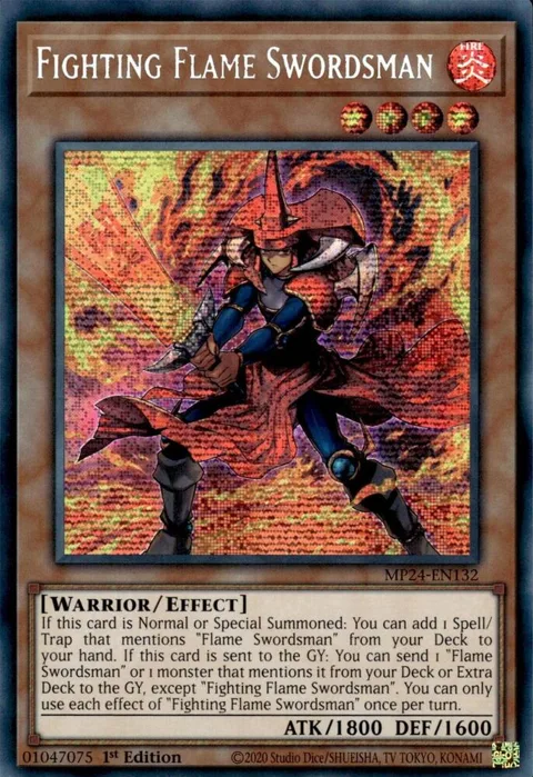 Fighting Flame Swordsman MP24-EN132 Yu-Gi-Oh card from 25th Anniversary Tin: Dueling Mirrors
