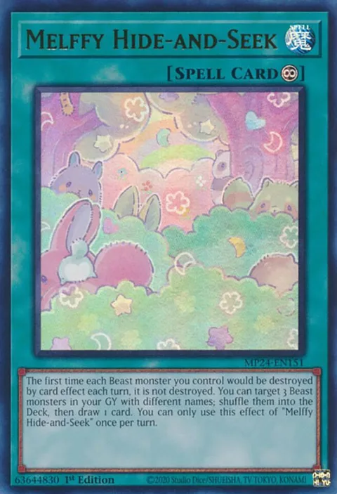 Melffy Hide-and-Seek MP24-EN151 Yu-Gi-Oh card from 25th Anniversary Tin: Dueling Mirrors