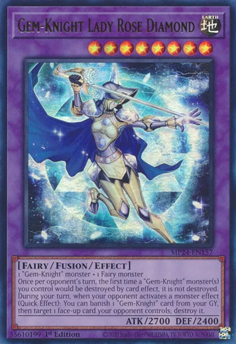 Gem-Knight Lady Rose Diamond MP24-EN157 Yu-Gi-Oh card from 25th Anniversary Tin: Dueling Mirrors