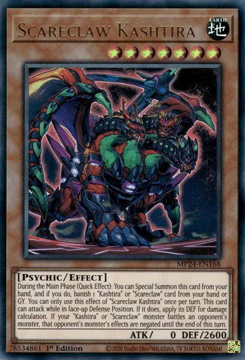Scareclaw Kashtira MP24-EN168 Yu-Gi-Oh card from 25th Anniversary Tin: Dueling Mirrors