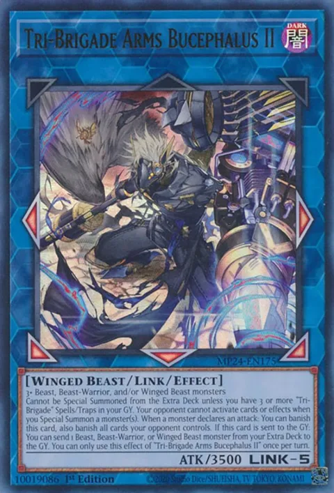 Tri-Brigade Arms Bucephalus II MP24-EN175 Yu-Gi-Oh card from 25th Anniversary Tin: Dueling Mirrors