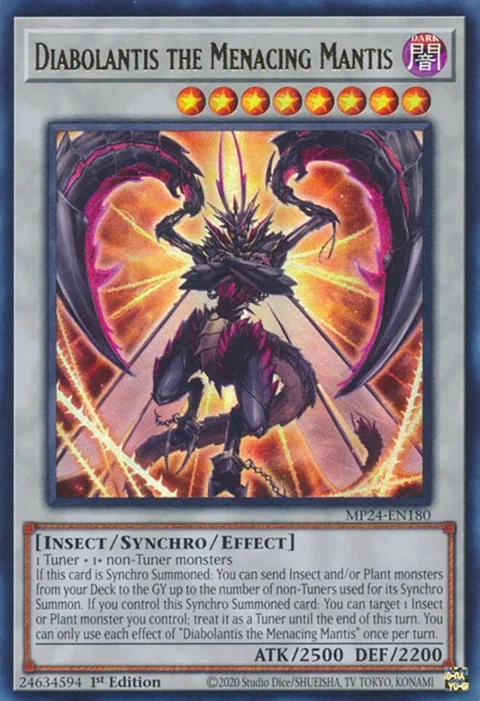 Diabolantis the Menacing Mantis MP24-EN180 Yu-Gi-Oh card from 25th Anniversary Tin: Dueling Mirrors