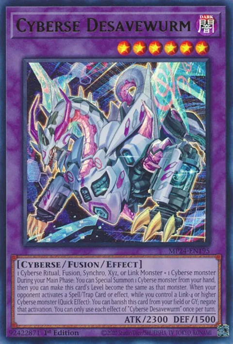 Cyberse Desavewurm MP24-EN195 Yu-Gi-Oh card from 25th Anniversary Tin: Dueling Mirrors