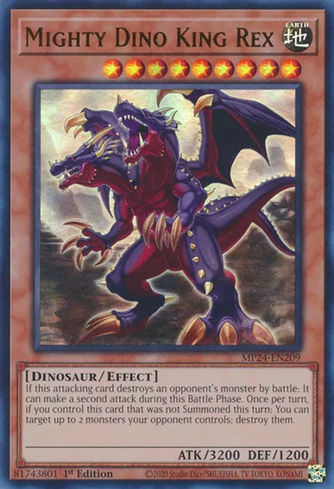 Mighty Dino King Rex MP24-EN209 Yu-Gi-Oh card from 25th Anniversary Tin: Dueling Mirrors