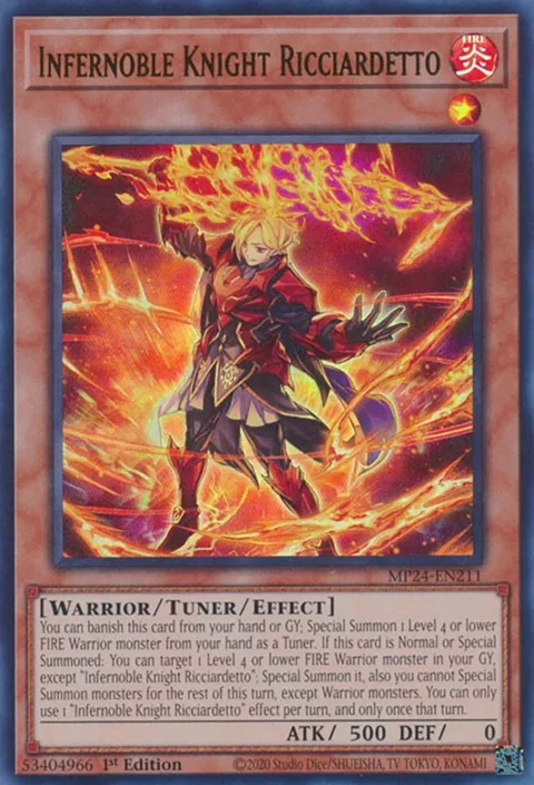 Infernoble Knight Ricciardetto MP24-EN211 Yu-Gi-Oh card from 25th Anniversary Tin: Dueling Mirrors