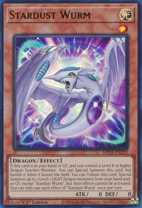 Stardust Wurm MP24-EN229 Yu-Gi-Oh card from 25th Anniversary Tin: Dueling Mirrors