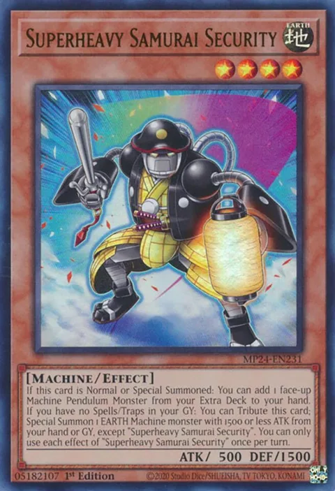 Superheavy Samurai Security MP24-EN231 Yu-Gi-Oh card from 25th Anniversary Tin: Dueling Mirrors