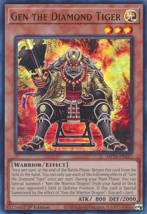 Gen the Diamond Tiger MP24-EN247 Yu-Gi-Oh card from 25th Anniversary Tin: Dueling Mirrors