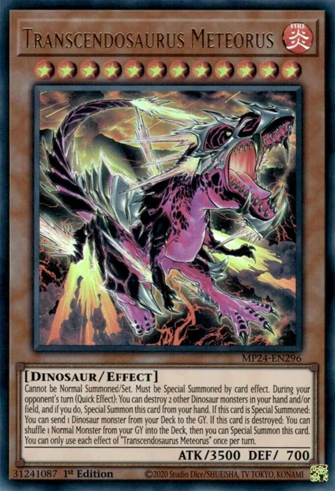 Transcendosaurus Meteorus MP24-EN296 Yu-Gi-Oh card from 25th Anniversary Tin: Dueling Mirrors