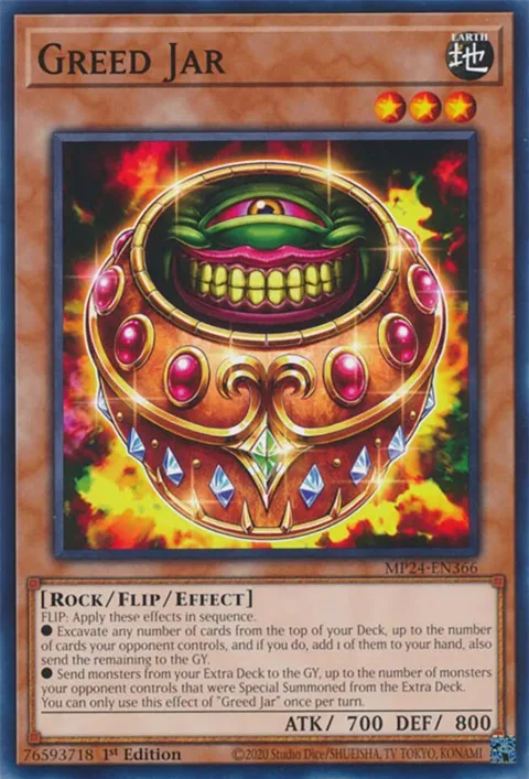 Greed Jar MP24-EN366 Yu-Gi-Oh card from 25th Anniversary Tin: Dueling Mirrors