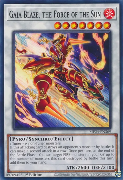 Gaia Blaze, the Force of the Sun MP24-EN369 Yu-Gi-Oh card from 25th Anniversary Tin: Dueling Mirrors