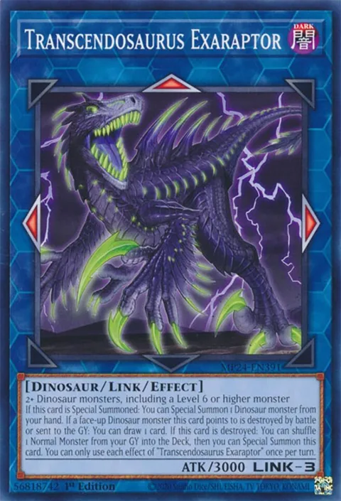 Transcendosaurus Exaraptor MP24-EN391 Yu-Gi-Oh card from 25th Anniversary Tin: Dueling Mirrors