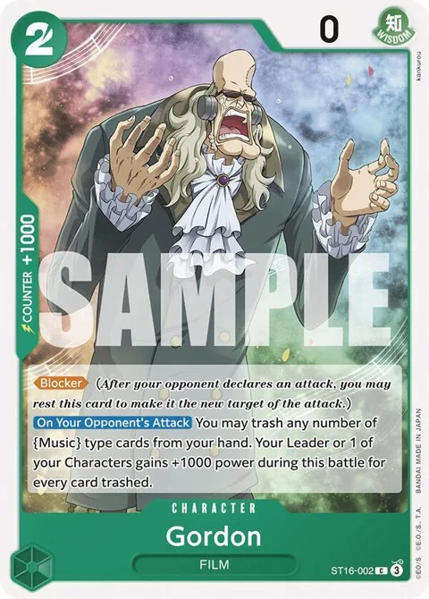 Gordon ST16-002 One Piece card from Starter Deck 16: GREEN Uta