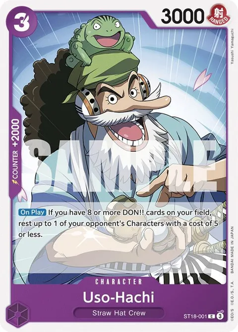 Uso-Hachi ST18-001 One Piece card from Starter Deck 18: PURPLE Monkey.D.Luffy