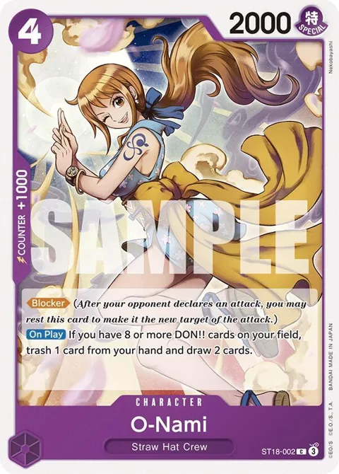 O-Nami ST18-002 One Piece card from Starter Deck 18: PURPLE Monkey.D.Luffy