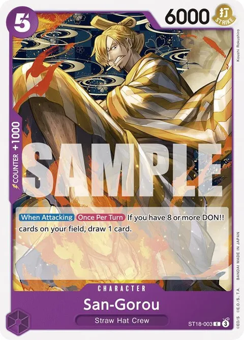 San-Gorou ST18-003 One Piece card from Starter Deck 18: PURPLE Monkey.D.Luffy