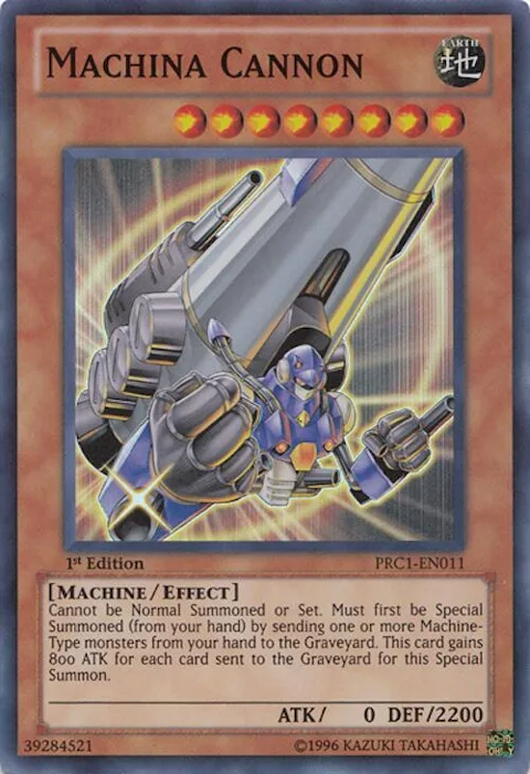 Machina Cannon PRC1-EN011 Yu-Gi-Oh card from 2012 Premium Collection Tin