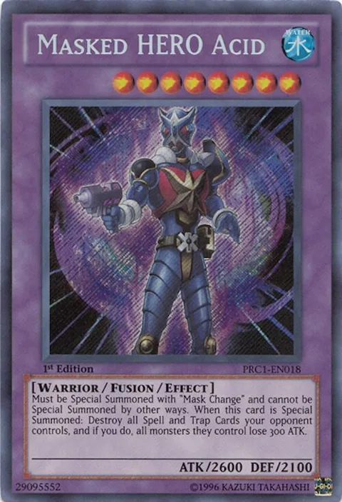 Masked HERO Acid PRC1-EN018 Yu-Gi-Oh card from 2012 Premium Collection Tin