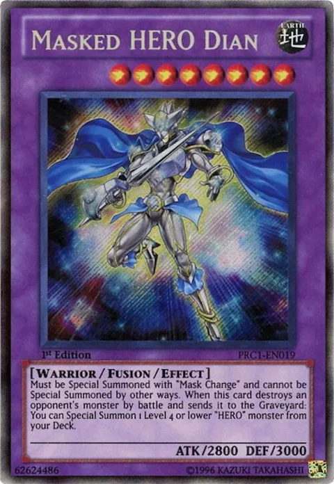 Masked HERO Dian PRC1-EN019 Yu-Gi-Oh card from 2012 Premium Collection Tin