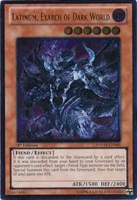 Latinum, Exarch of Dark World Ultimate Rare PHSW-EN085 1st Edition Yu-Gi-Oh card from Photon Shockwave