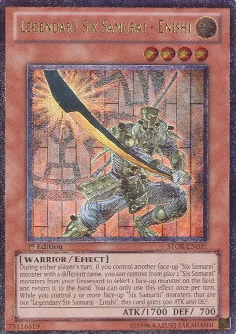 Legendary Six Samurai - Enishi Ultimate Rare STOR-EN021 1st Edition Yu-Gi-Oh card from Storm of Ragnarok