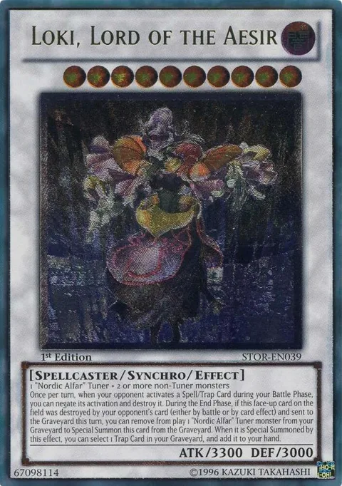 Loki, Lord of the Aesir Ultimate Rare STOR-EN039 1st Edition Yu-Gi-Oh card from Storm of Ragnarok