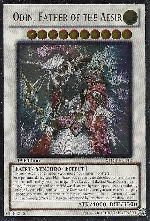 Odin, Father of the Aesir Ultimate Rare STOR-EN040 Unlimited Yu-Gi-Oh card from Storm of Ragnarok