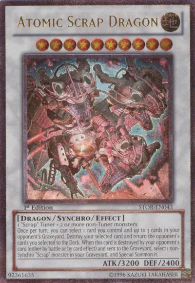 Atomic Scrap Dragon Ultimate Rare STOR-EN043 Unlimited Yu-Gi-Oh card from Storm of Ragnarok