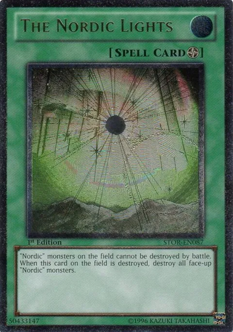 The Nordic Lights Ultimate Rare STOR-EN087 Unlimited Yu-Gi-Oh card from Storm of Ragnarok