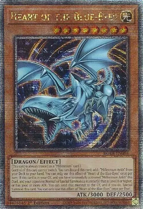 Heart of the Blue-Eyes Quarter Century Secret Rare ROTA-EN004 Yu-Gi-Oh card from Rage of the Abyss