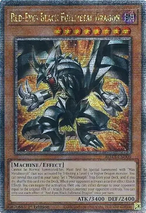 Red-Eyes Black Fullmetal Dragon Quarter Century Secret Rare ROTA-EN005 Yu-Gi-Oh card from Rage of the Abyss