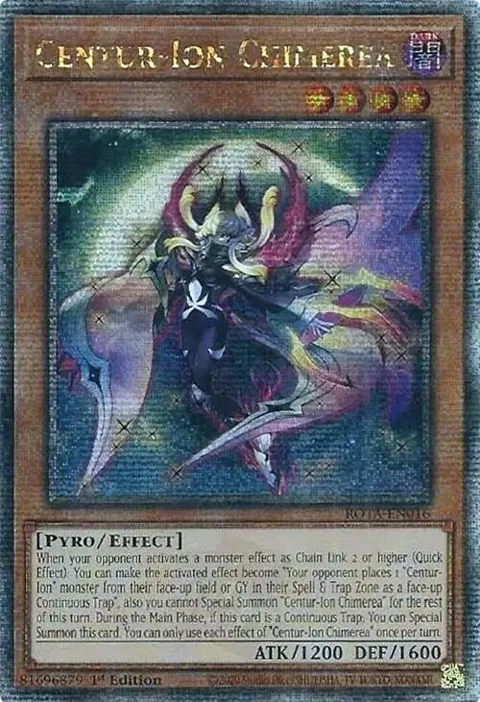 Centur-Ion Chimerea Quarter Century Secret Rare ROTA-EN016 Yu-Gi-Oh card from Rage of the Abyss