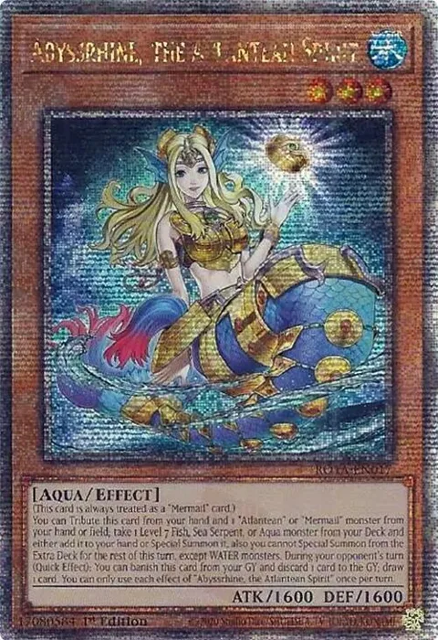 Abyssrhine, the Atlantean Spirit Quarter Century Secret Rare ROTA-EN017 Yu-Gi-Oh card from Rage of the Abyss