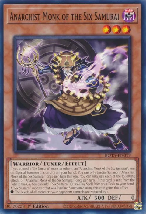 Anarchist Monk of the Six Samurai ROTA-EN019 Yu-Gi-Oh card from Rage of the Abyss